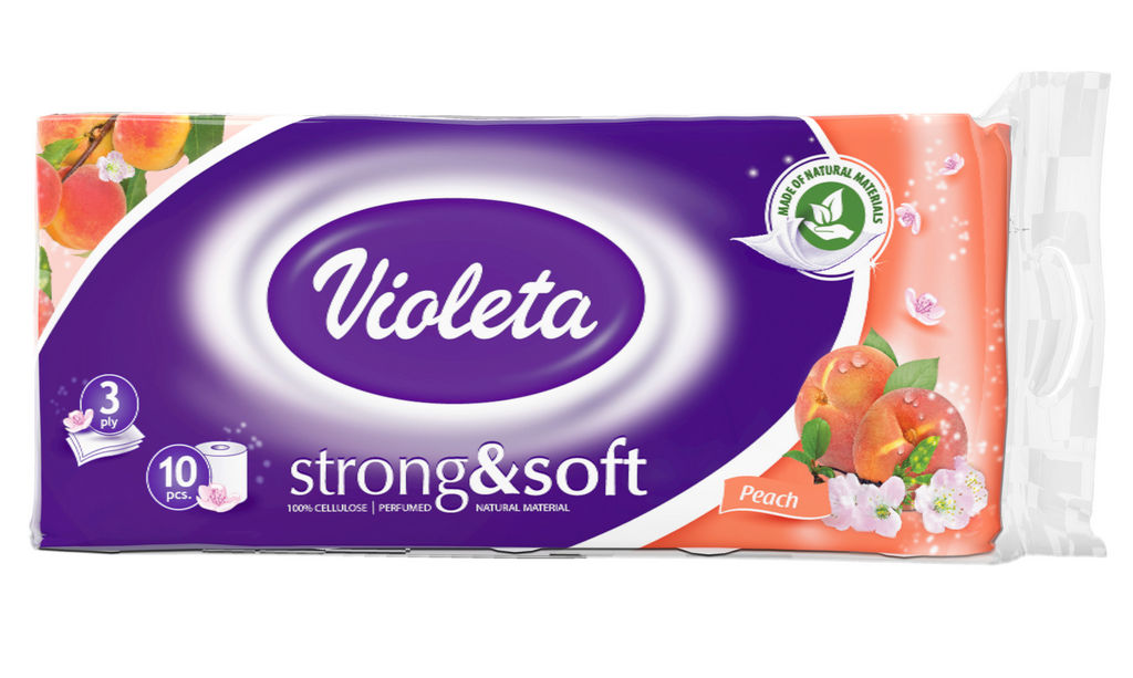 Toaletni papir Violeta, strong&soft breskev, 3sl., 10/1