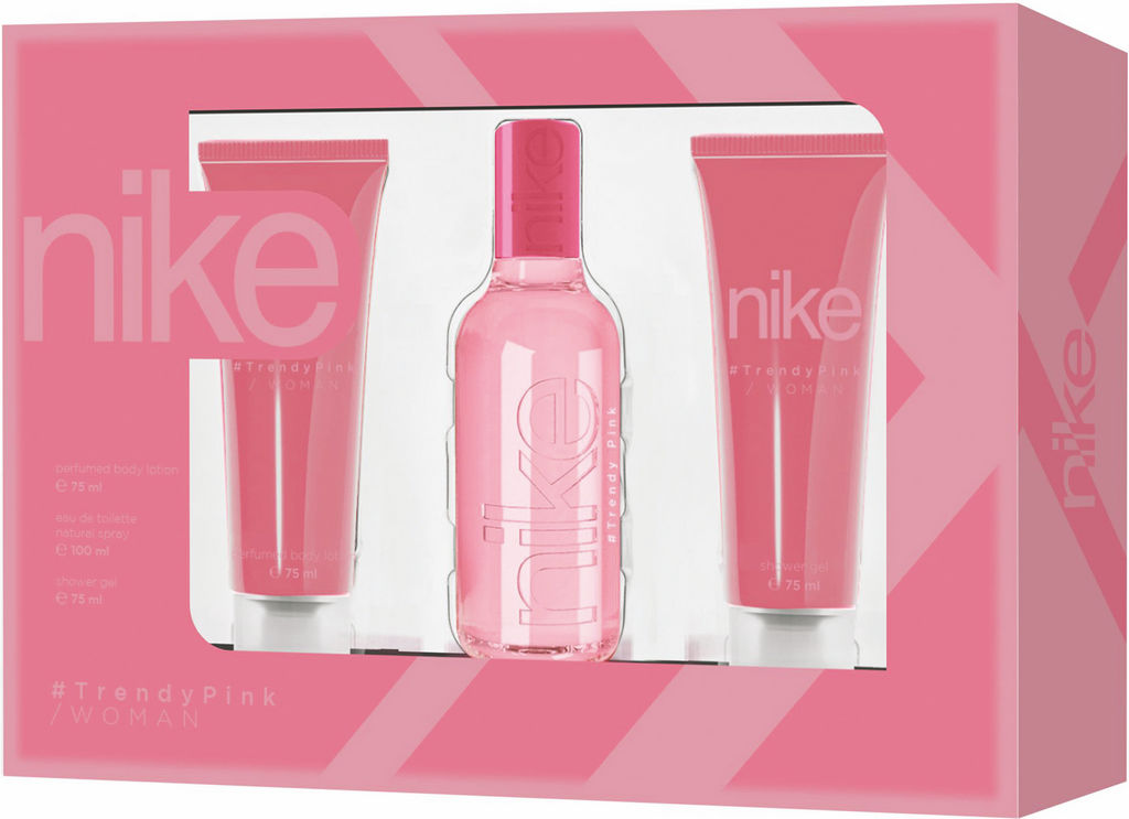 Darilni set Nike, #TrendyPink, ženski,  losjon za telo, EDT, gel za prhanje