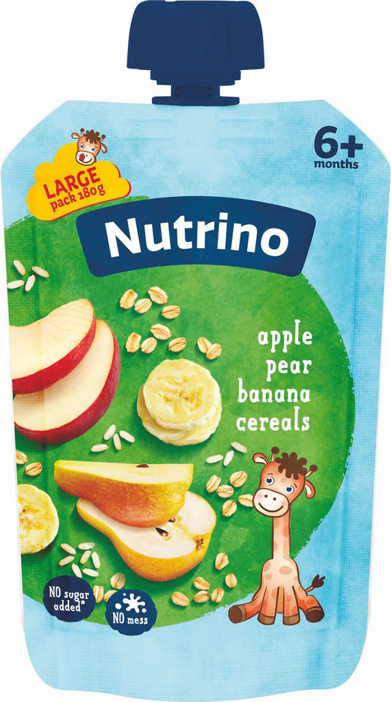 Kaša Nutrino baby jabolko, hruška in banana z žiti, 180g