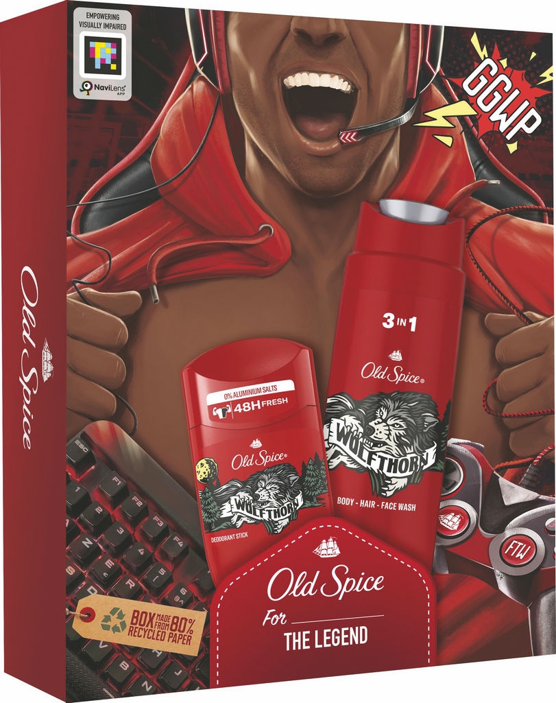 Darilni set Old Spice, Gamer, Wolfthorn dezodorant v stiku, gel za tuširanje