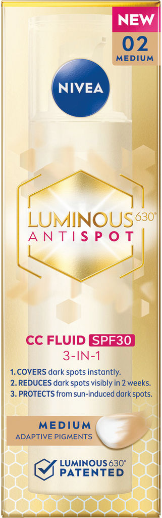 Fluid Luminus CC Nivea SPF30, srednji, 40ml